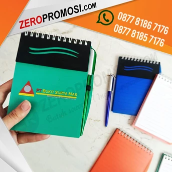 memo promosi buku catatan kecil + pulpen plastik cetak logo-1