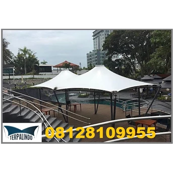 kanopi membrane untuk area kolam renang hotel