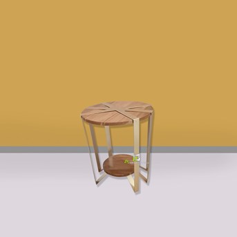 Meja Glazen Circle Kerajinan Kayu