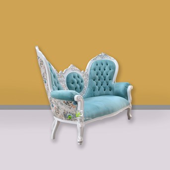 Sofa Shabby Chic Cloud Blue Kerajinan Kayu