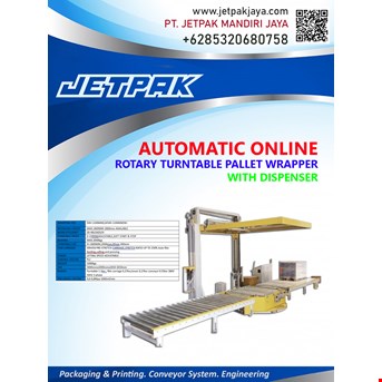 automatic online rotary turntable pallet wrapper with dispenser-1