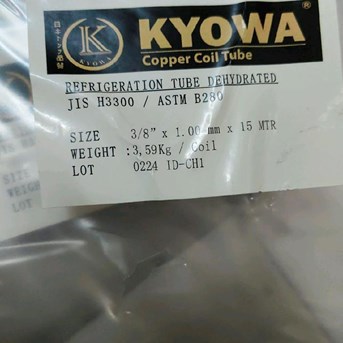 pipa tembaga copper pipe 3/8 inch 1mm x p. 15 meter