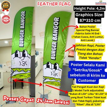 Beach Flag/ Flag Banner/ Feather Flag 4m/ Umbul Umbul