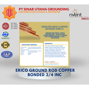 Erico Ground Rod Copper Bonded 3/4 Inc 17.2mm x 3000mm 633400