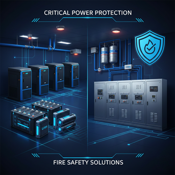Proteksi Kebakaran UPS & Baterai VRLA lithium battery panel listrik