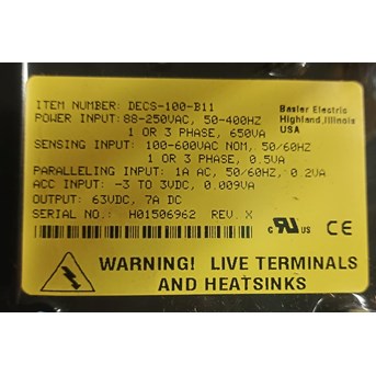 BASLER DECS-100-B11 AVR DECS100B11 GENERATOR DECS 100 B11 - GENUINE
