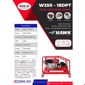 POMPA HAWK 250 BAR 3600 PSI 15 LPM with engine / Pompa Hydrotest