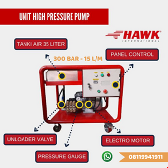 POMPA HYDROTEST - HIGH PRESSURE PUMP HAWK 300 BAR (4350 PSI) 27 LPM