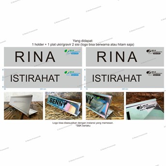 Papan Nama Meja/Name Desk BPJamsostek 1 Plat 2 Sisi Berholder Aluminiu