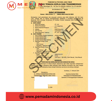 Jasa Sertifikasi Kelayakan Hydrant System Terpercaya