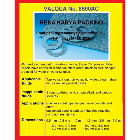 Valqua 6500 Non Asbestos Fiber Packing