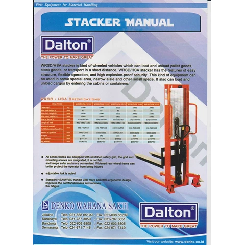 Hand Lift Stacker Manual 3,5 Meter