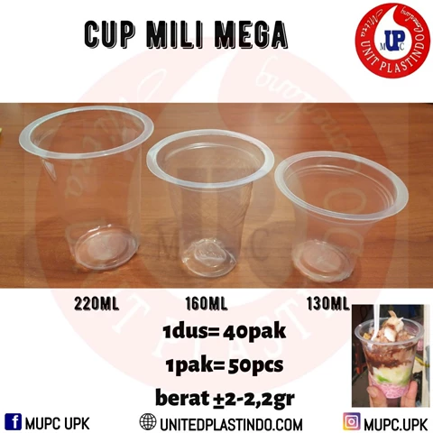 CUP MILI MEGA 220ML 160ML 130ML