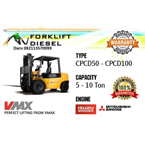 Harga Forklift Diesel Murah dan Bagus Mesin Isuzu Merk V MAX