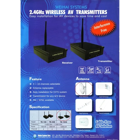 Wireless Audio Video Sender 1 km dilengkapi Antenna Luar Transmitter