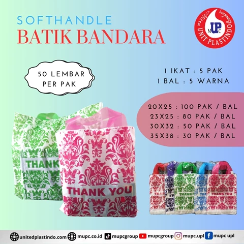 Softhandle batik bandara / plastik handle berbagai ukuran motif batik