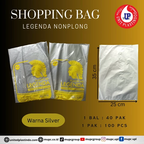 Plastik shopping bag legenda silver 25 x 35 packaging
