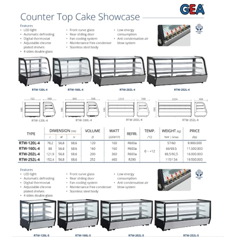 Counter Top Cake Showcase berkualitas