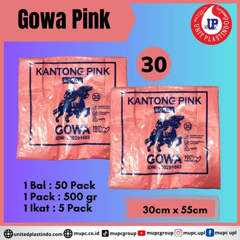 kantong plastik kresek HD Pink Gowa 30 