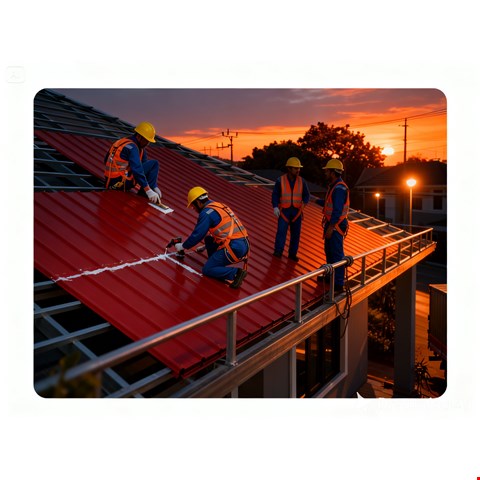 Pasang Genteng Spandek Rangka Atap Baja Ringan 