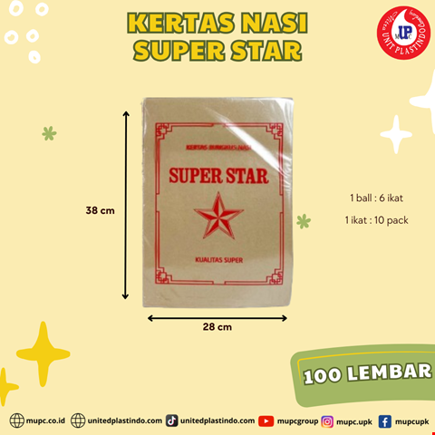 KERTAS NASI SUPERSTAR MERAH 28x38cm ISI 100 LEMBAR