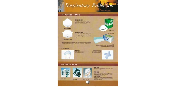 respiratory protection : disposable mask, mob cap, fullface mask