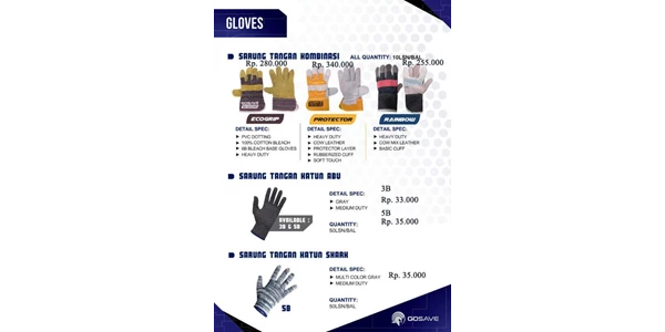 sarung tangan kombinasi tiga tipe go-save