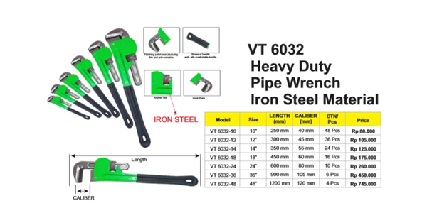 heavy duty pipe wrench iron steel material