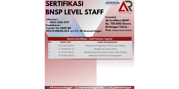 bnsp sertifikasi human capital staff