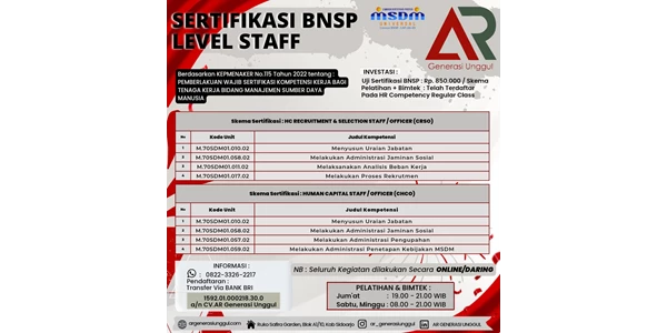 sertifikasi bnsp human capital recruitment & selection staff
