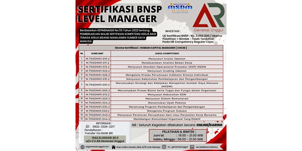 sertifikasi bnsp human capital manager
