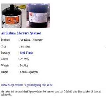 Jual Air Raksa / Mercury Spanyol DKI Jakarta - ADHI CHEMICAL JAYA ...