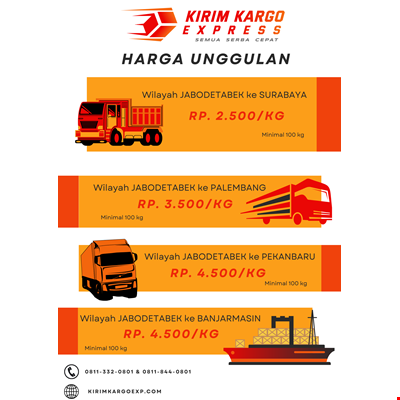 Tarif Pengiriman  Kargo & Logistik Harga Unggulan
