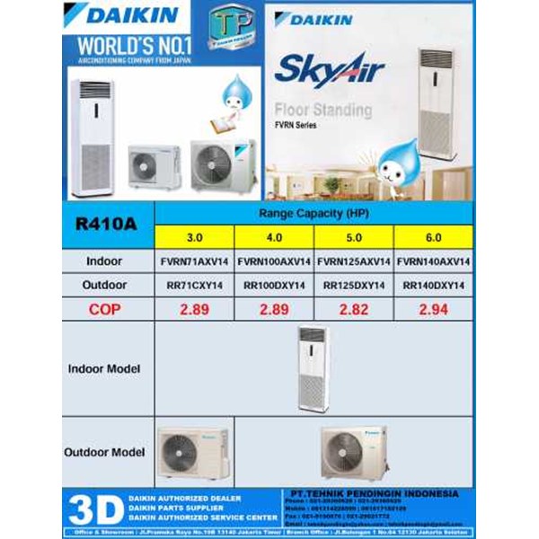 Jual, AC-DAIKIN-FLOOR-STANDING-3PK-R410A-NON INVERTER-Type 
