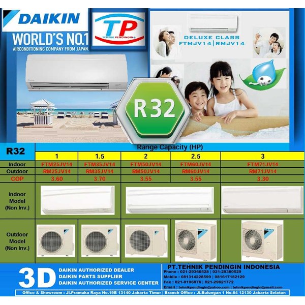 AC 2 Pk Daikin Split Deluxe Class Type : FTM50JV14 
