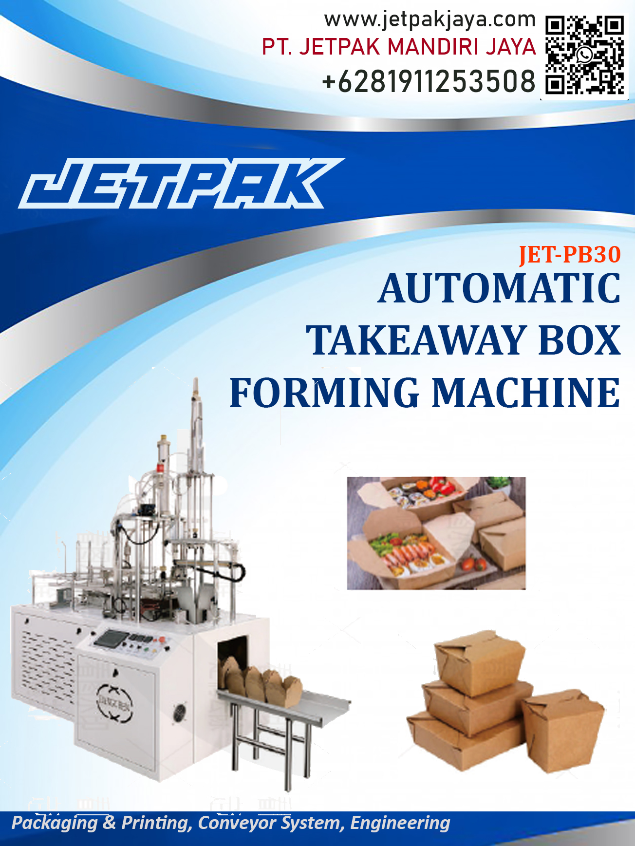 Jual Automatic Takeaway Box Forming Machine oleh PT. Jetpak Mandiri Jaya